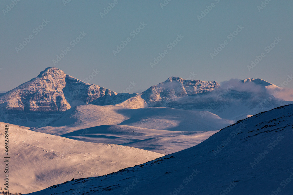 Naklejka premium Winter landscape in Dovrefjell National Park, Norway