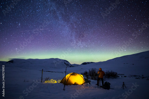 Ski expedition and northern lights in Dovrefjell National Park, Norway