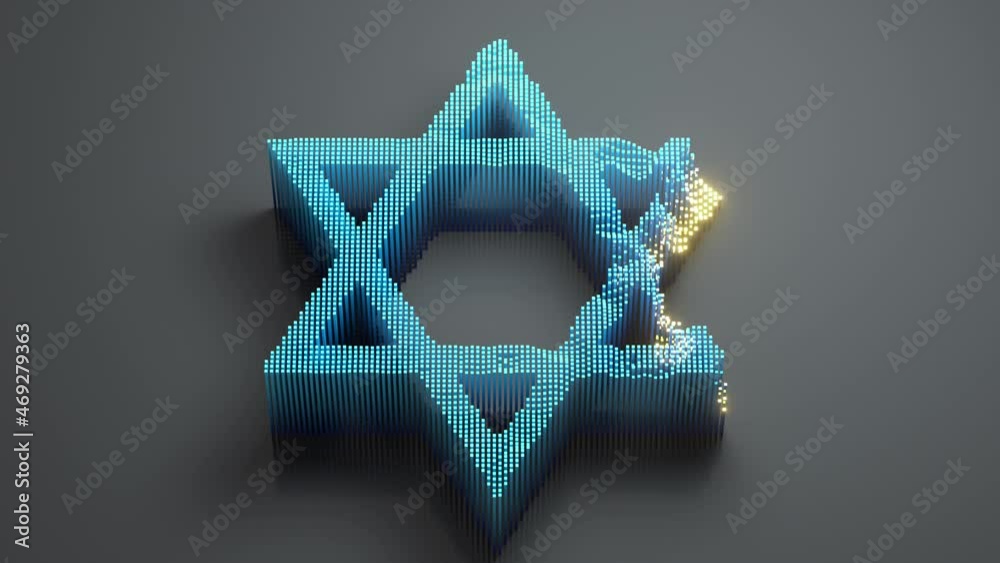 Star of David. 3D render animation
