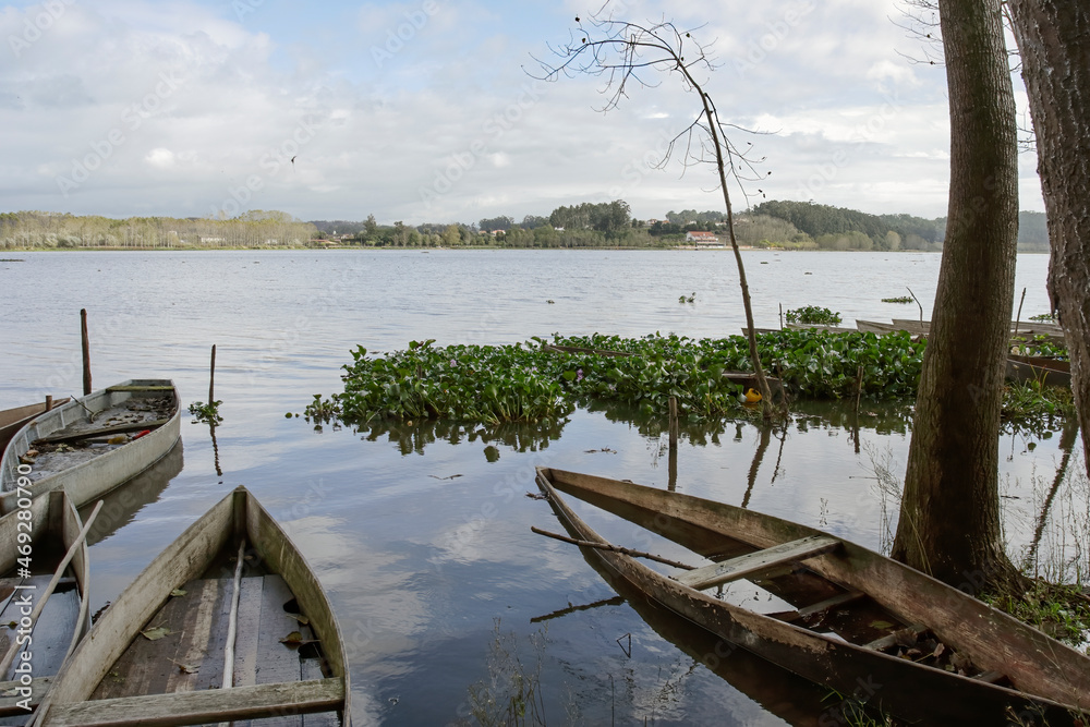 Lake wooden traditional boats