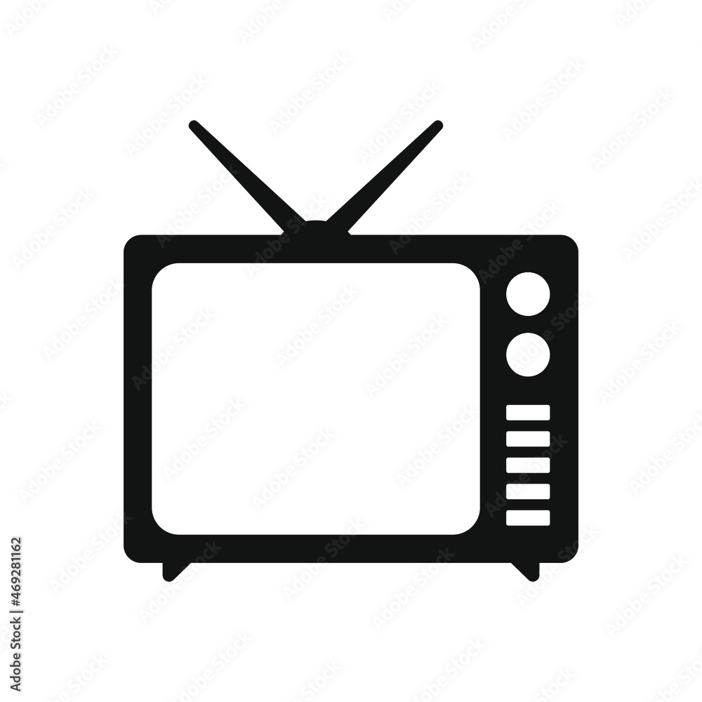 Retro TV icon in flat style, black and white retro TV icon, Vector illustration of Retro TV icon for you design. Retro TV icon in flat style, black and white retro TV icon, Vector illustration of Retro TV icon for you design.
