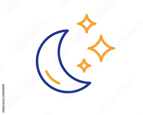 Moon line icon. Sleep rest sign. Night lunar symbol. Colorful thin line outline concept. Linear style moon icon. Editable stroke. Vector