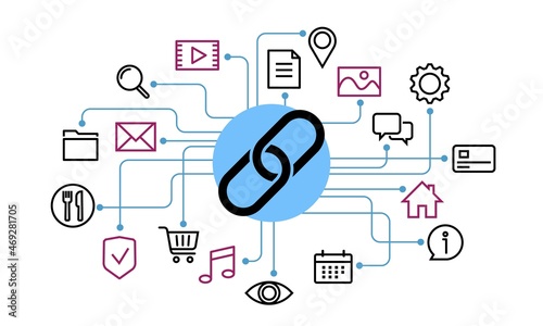link network connected data concept. Linking icon web . connect online Vector illustration background