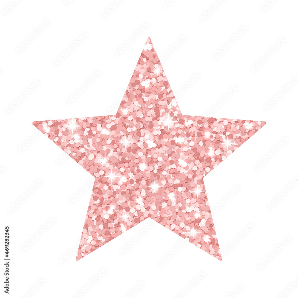 Rose gold glitter star on white background. Vector Rose gold glitter star on white background. Vector