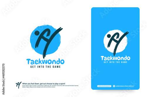 Taekwondo club logo design template, Martial arts logotype concept. Abstract sport tournament vector illustrations.