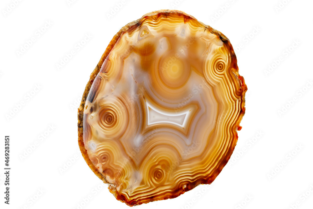 Macro stone Agate mineral on white background Macro stone Agate mineral on white background