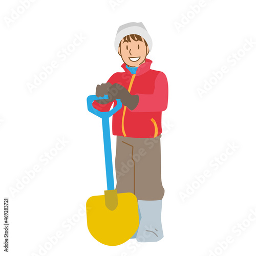 雪かきスコップを待つ子供