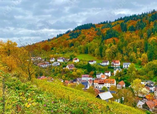 autumn landscape in the mountains of Bergstrasse in Germany photo