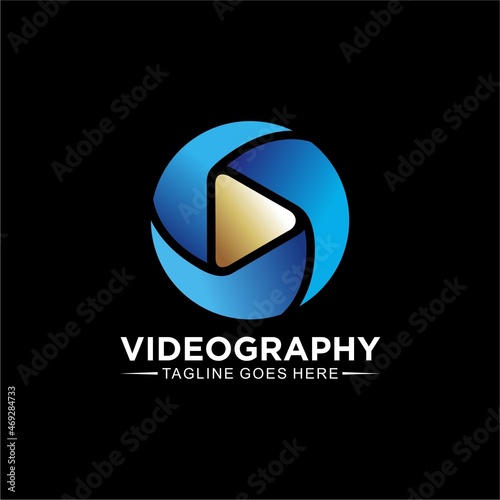 Videography or photography logo concept in circle premium design