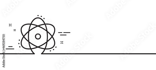 Atom line icon. Energy sign. Chemical element symbol. Minimal line illustration background. Atom line icon pattern banner. White web template concept. Vector
