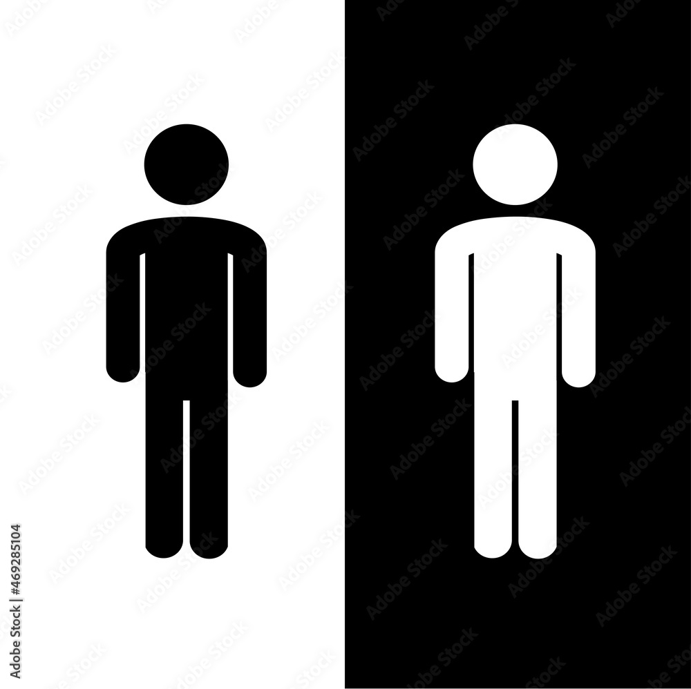 figures of people, pictogram, white stick man on a black background is standing, and a black stick man on a white background is standing figures of people, pictogram, white stick man on a black background is standing, and a black stick man on a white background is standing