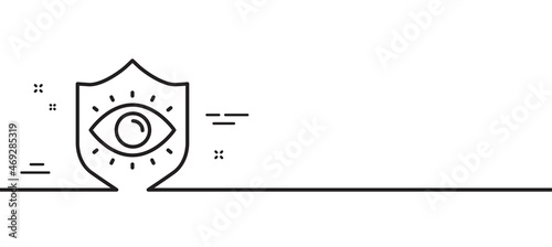 Eye protection line icon. Oculist clinic sign. Optometry vision symbol. Minimal line illustration background. Eye protection line icon pattern banner. White web template concept. Vector
