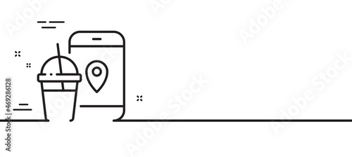 Food delivery app line icon. Contactless meal order sign. Grocery phone application symbol. Minimal line illustration background. Food app line icon pattern banner. White web template concept. Vector