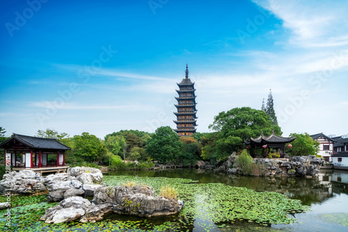 Chinese garden landscape in Suzhou, China photo