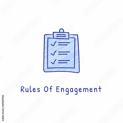 RULES OF ENGAGEMENT icon in vector. Logotype - Doodle