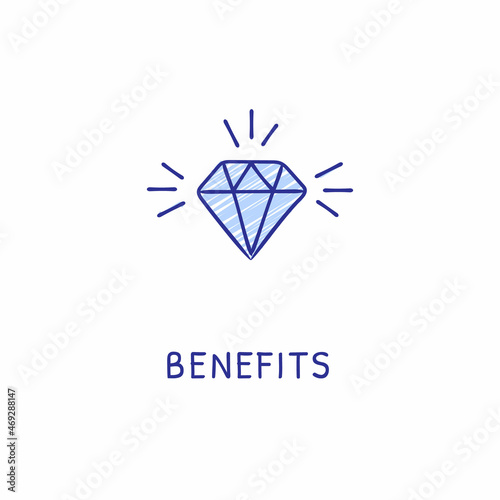 BENEFITS icon in vector. Logotype - Doodle