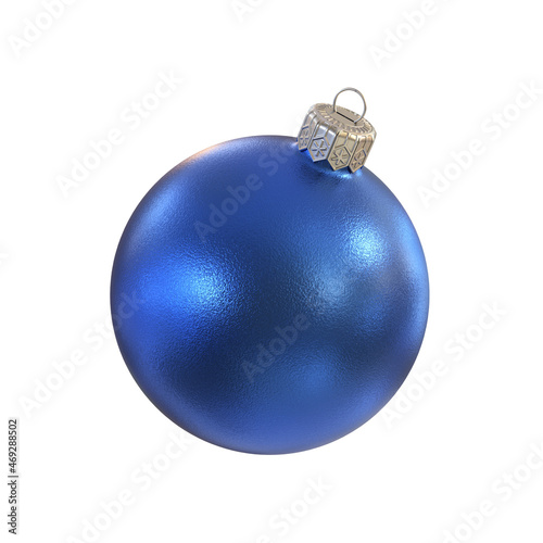 Christmas ball matte blue on white background, 3d render