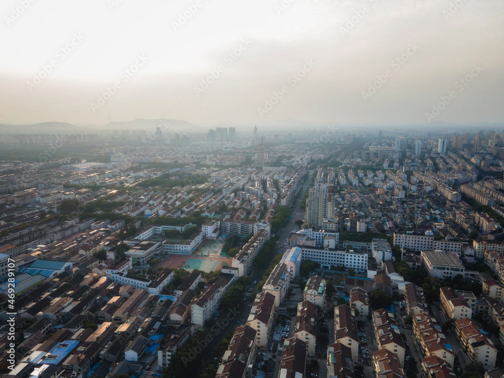 Aerial photography of Zhangjiagang city scenery