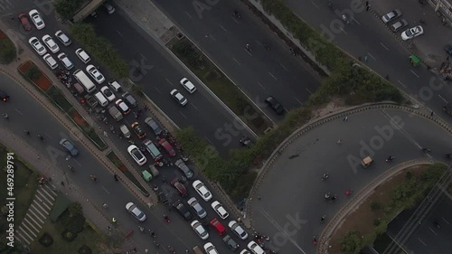 Aerial Shot Of A Traffic Jam On The Kalma Chowk Underpass, Highway In Lahore photo