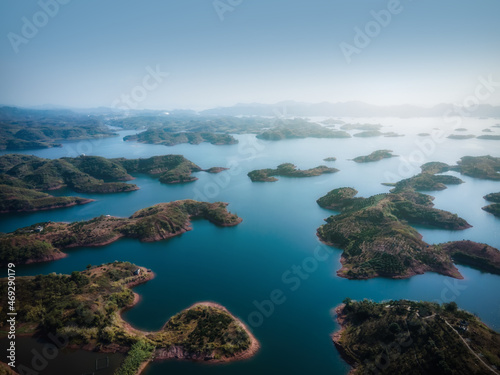 Aerial photography of the natural scenery of Hangzhou Qiandao Lake