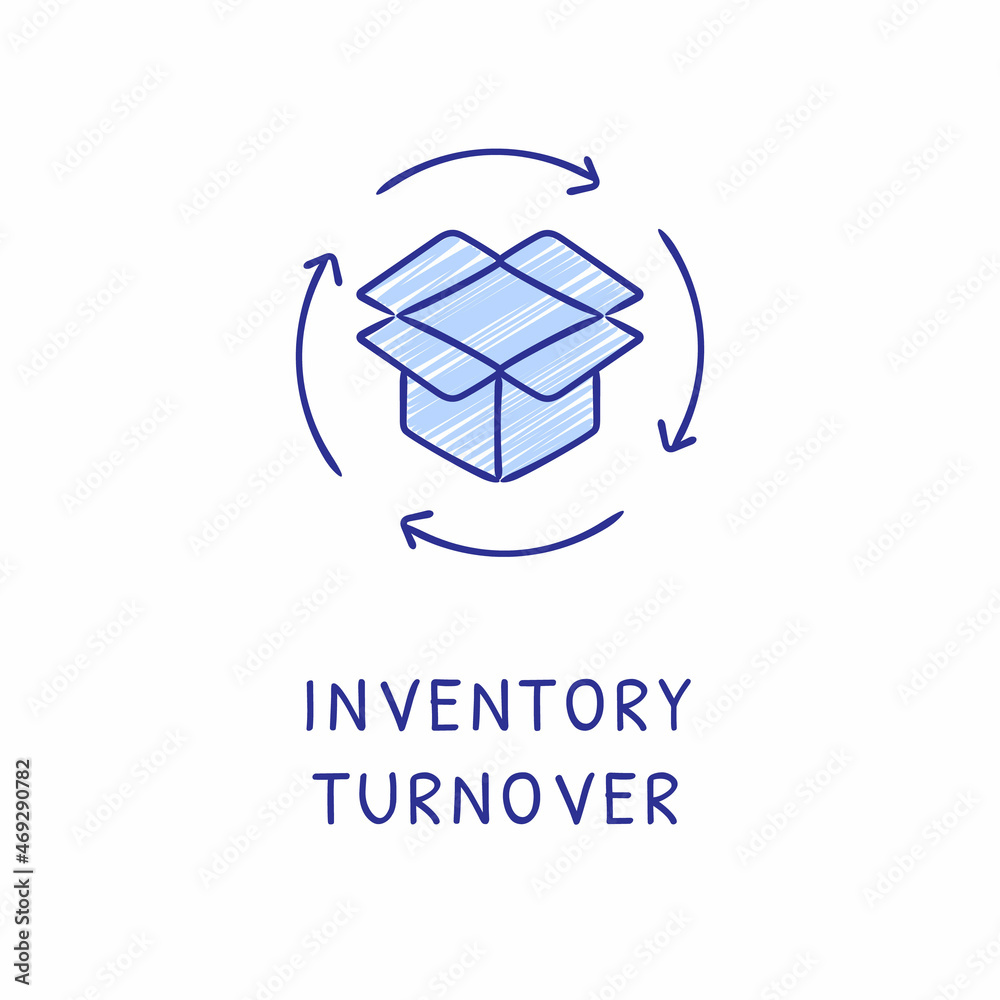 INVENTORY TURNOVER icon in vector. Logotype - Doodle