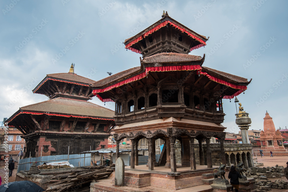 Kathmandu,Nepal,04,20,2019.Bhaktapur Durbar Square is royal palace of the old Bhaktapur Kingdom.It is one of three Durbar Squares in the Kathmandu Valley in Nepal,all are UNESCO World Heritage Sites.