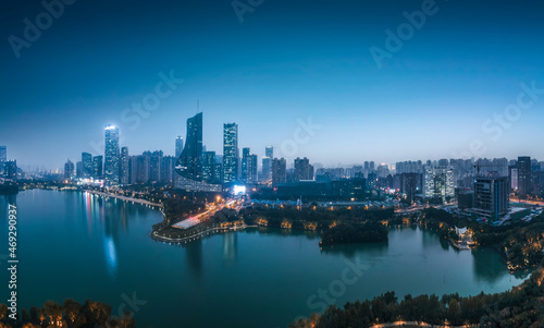 Aerial photography of Hefei city scenery at night