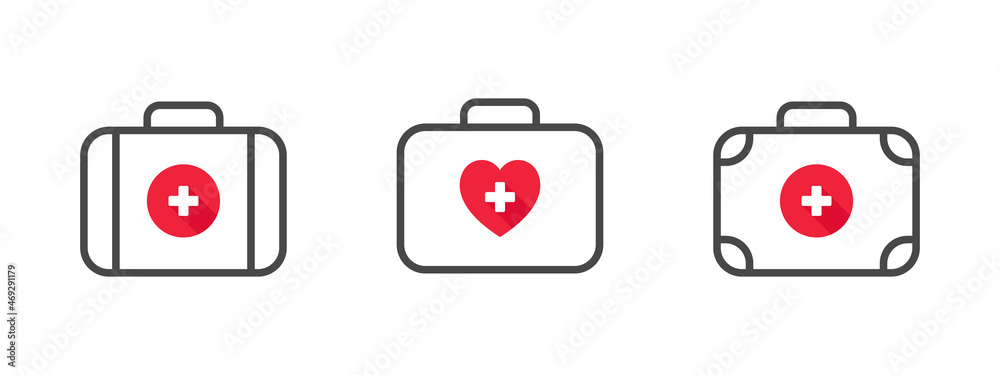Health icons. The concept of health icons. First aid kit icons. Vector illustration Health icons. The concept of health icons. First aid kit icons. Vector illustration