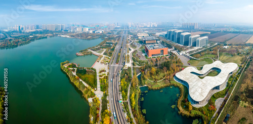 Aerial photography of Jining city scenery in China