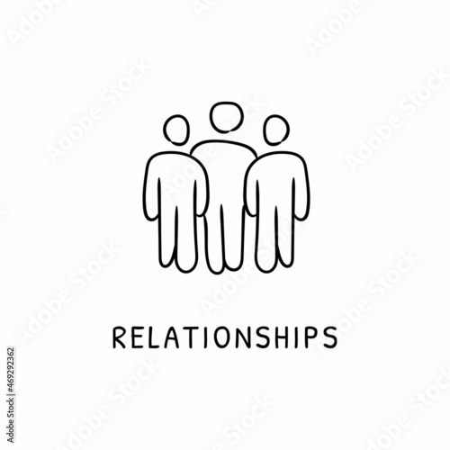 RELATIONSHIPS icon in vector. Logotype - Doodle