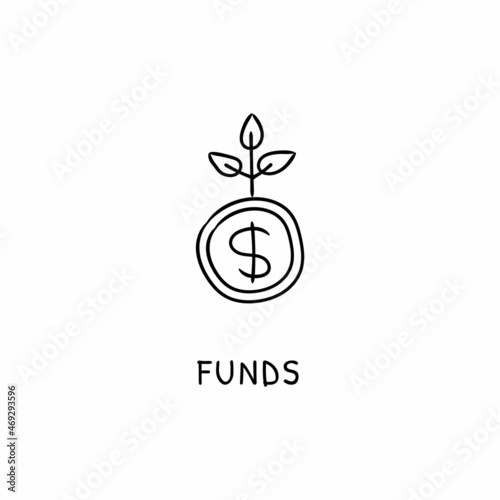 FUNDS icon in vector. Logotype - Doodle