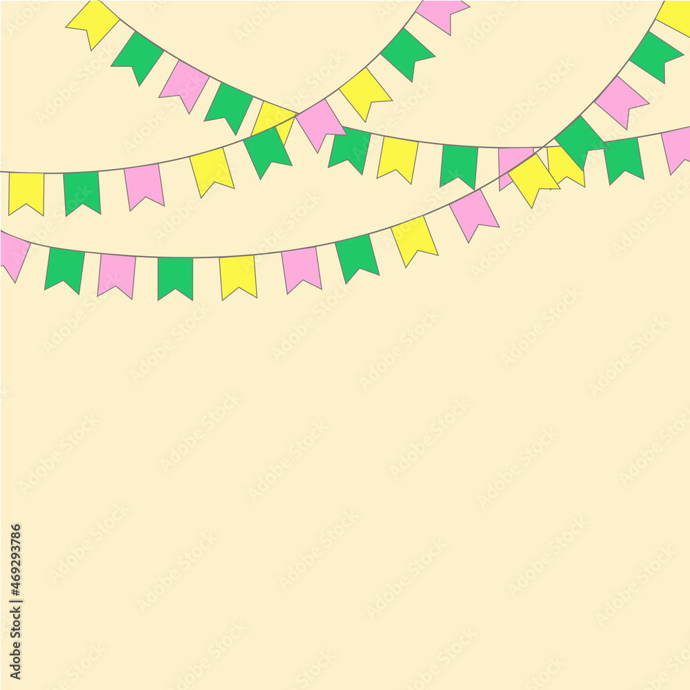 Carnival Garland. Decorative colorful flags for birthday parties, festival and fair decorations. Festive light background.