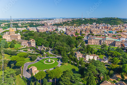 Panoramic view at the Vatican Gardens in Rome, Italy