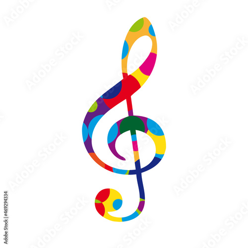 Bunter Notenschlüssel auf weißem Hintergrund - Violinschlüssel Vektor Illustration