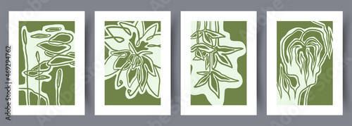 Printable wall art vector poster set. Hand drawn minimalism design for scandinavian interior.