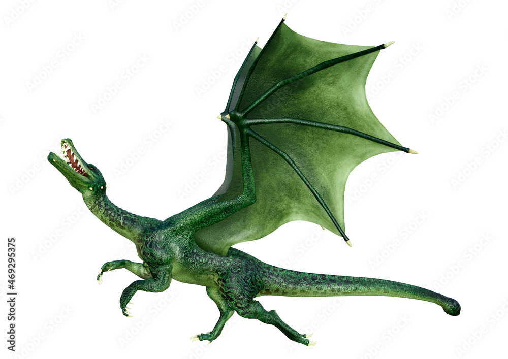 Fototapeta premium 3D Rendering Fairy Tale Dragon on White