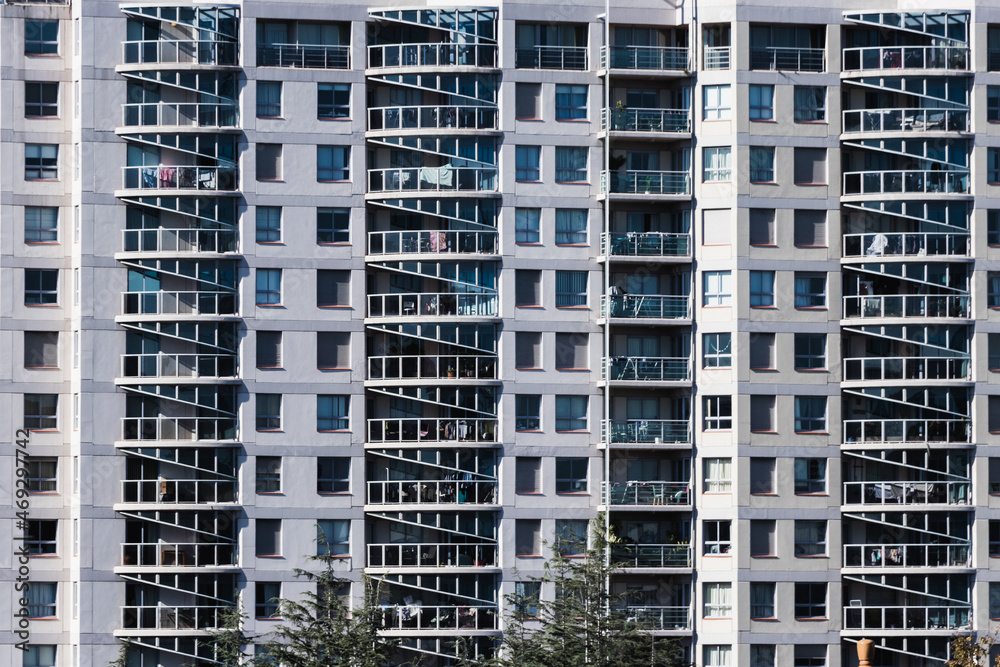 Concrete jungle high density apartment building in Sydney, Australia