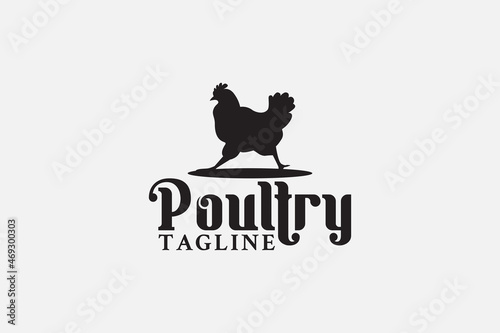 poultry logo with a hen waalking fast as the icon.