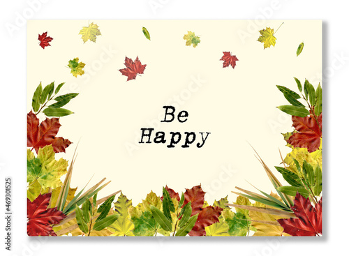 Autumn postcard, greeting, banner with bright leaves of a maple and pussy willow. Invitation to the wedding. Thanksgiving Day.