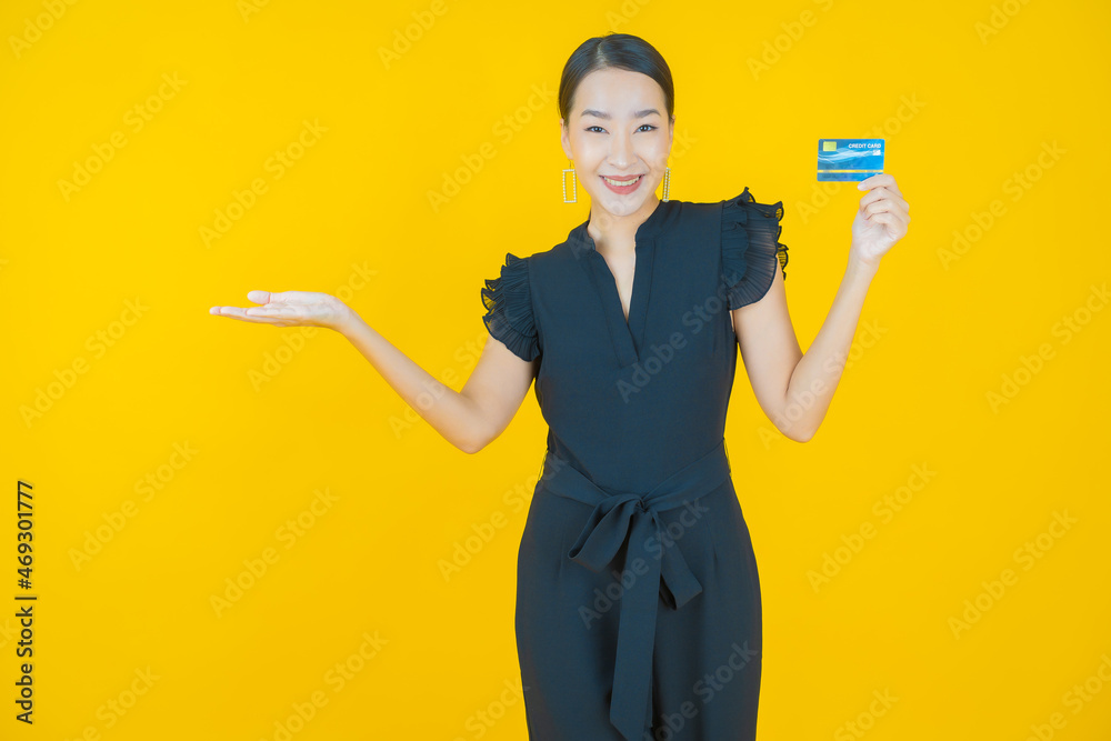 Portrait beautiful young asian woman smile with credit card Portrait beautiful young asian woman smile with credit card