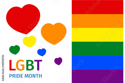 LGBT rainbow colorful hearts on flag  pride month celebrate annual in June social is a symbol of lesbian  gay  bisexual  transgender  human rights  tolerance and peace. Illustrator vector