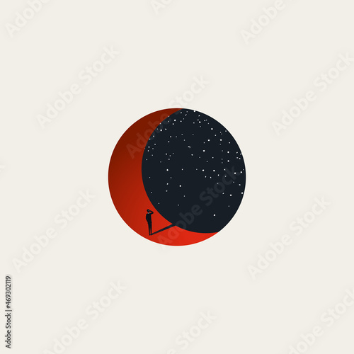 Business or career opportunity vector concept. Symbol of unlimited possibility, reach for stars. Minimal illustration.