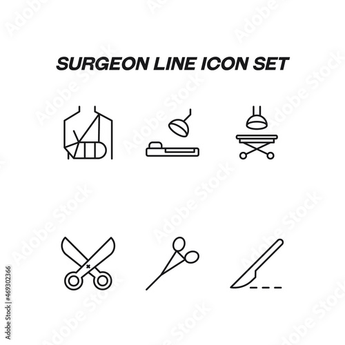 Industry concept. Collection of modern high quality surgeon line icons. Editable stroke. Premiul linear symbols of trauma, surgical room, scissors, knife, tools for surgery