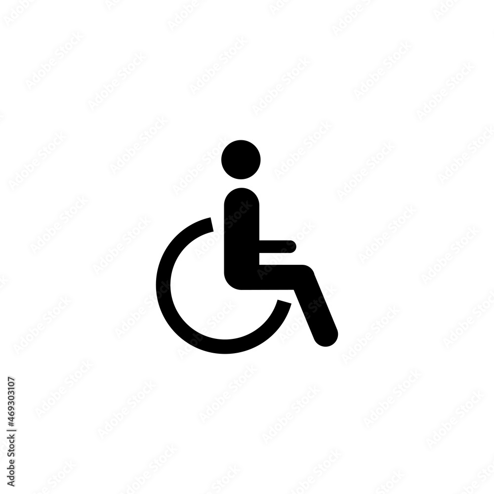 Disabled wheelchair icon. Disabled vector icon. Flat invalid icon for medical design. Disabled wheelchair icon. Disabled vector icon. Flat invalid icon for medical design.