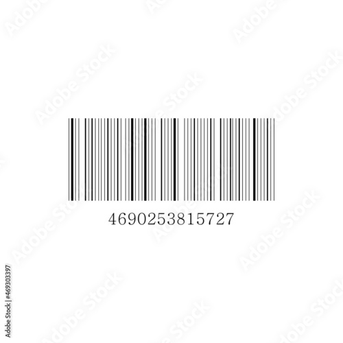 Black barcode icon on white background. Symbol, logo illustration. Flat vector illustration.