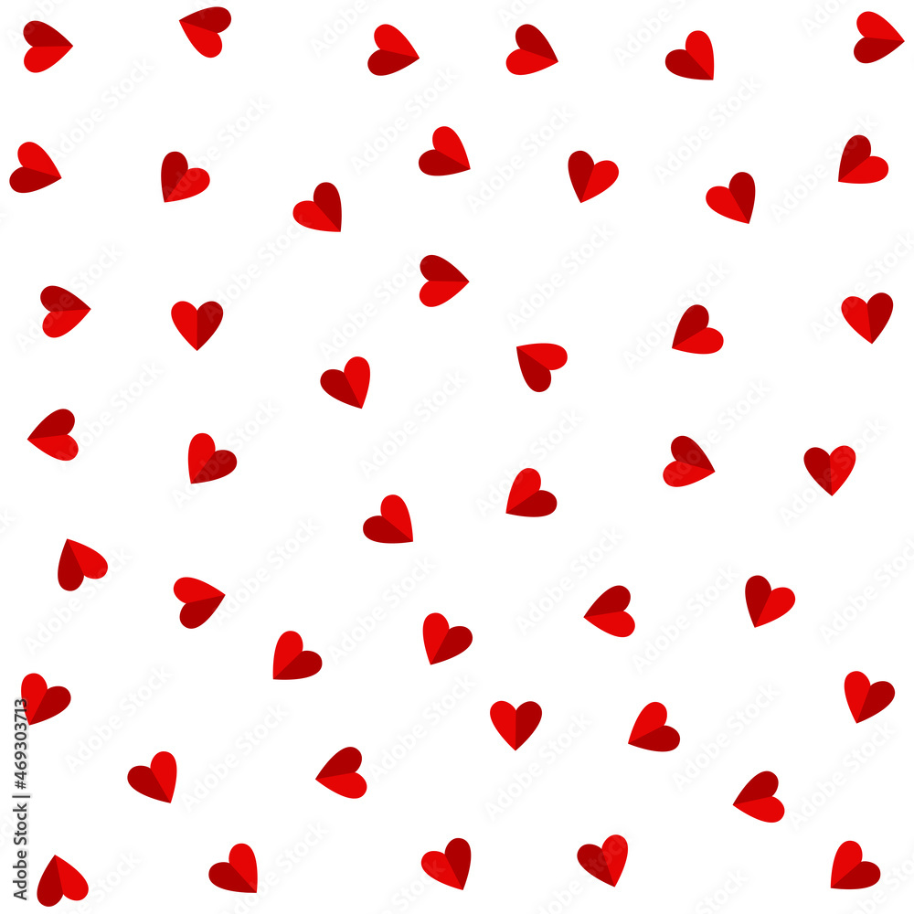 Red hearts on a white background. Vector stock illustration.