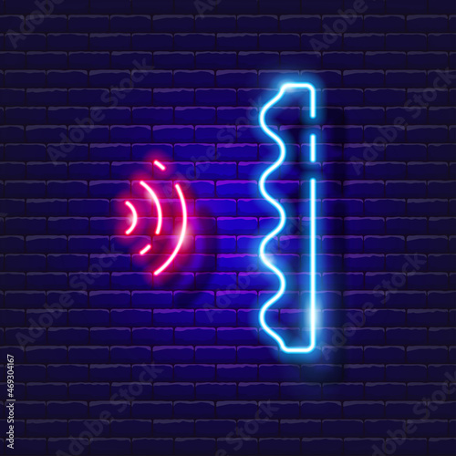 Soundproofing neon icon. Music studio equipment glowing sign. Music concept. Vector illustration for Sound recording studio design, advertising, signboards, vocal studio.