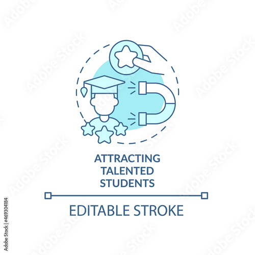 Recruiting talented students concept icon. University and company partnership. Hire graduates abstract idea thin line illustration. Vector isolated outline color drawing. Editable stroke