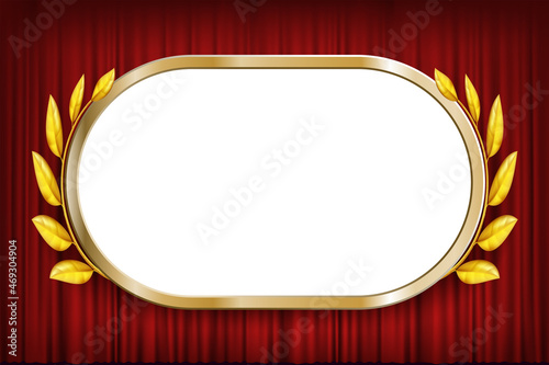 Gold frame with laurel wreath. Background with place for text.