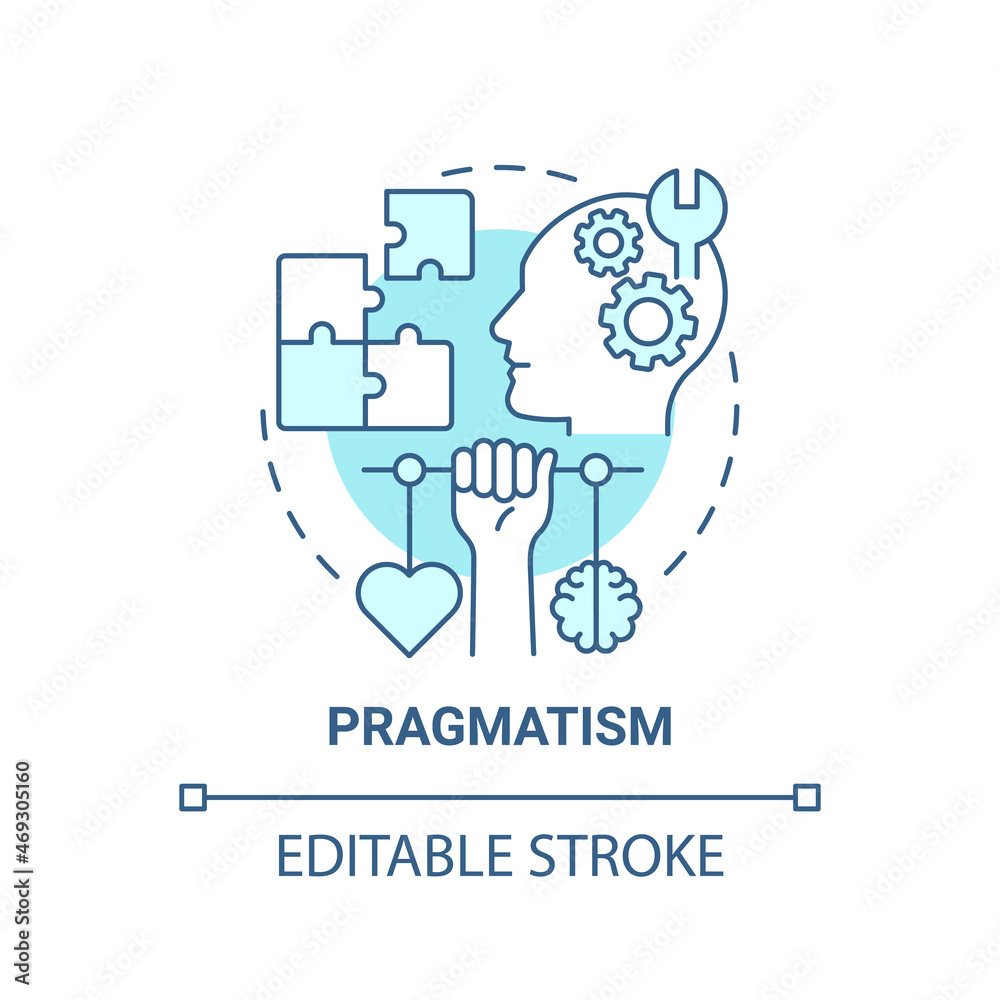 Pragmatism blue concept icon. Social entrepreneur characteristic abstract idea thin line illustration. Problem solving and prediction skills. Vector isolated outline color drawing. Editable stroke